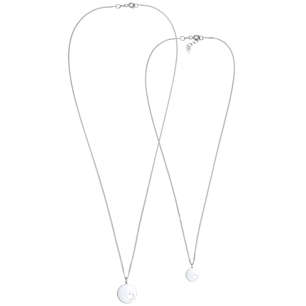 Elli Elli Collier Pendentif d'assiette pour dames Coeur découpé Mère Fille Amour en ar Bijoux