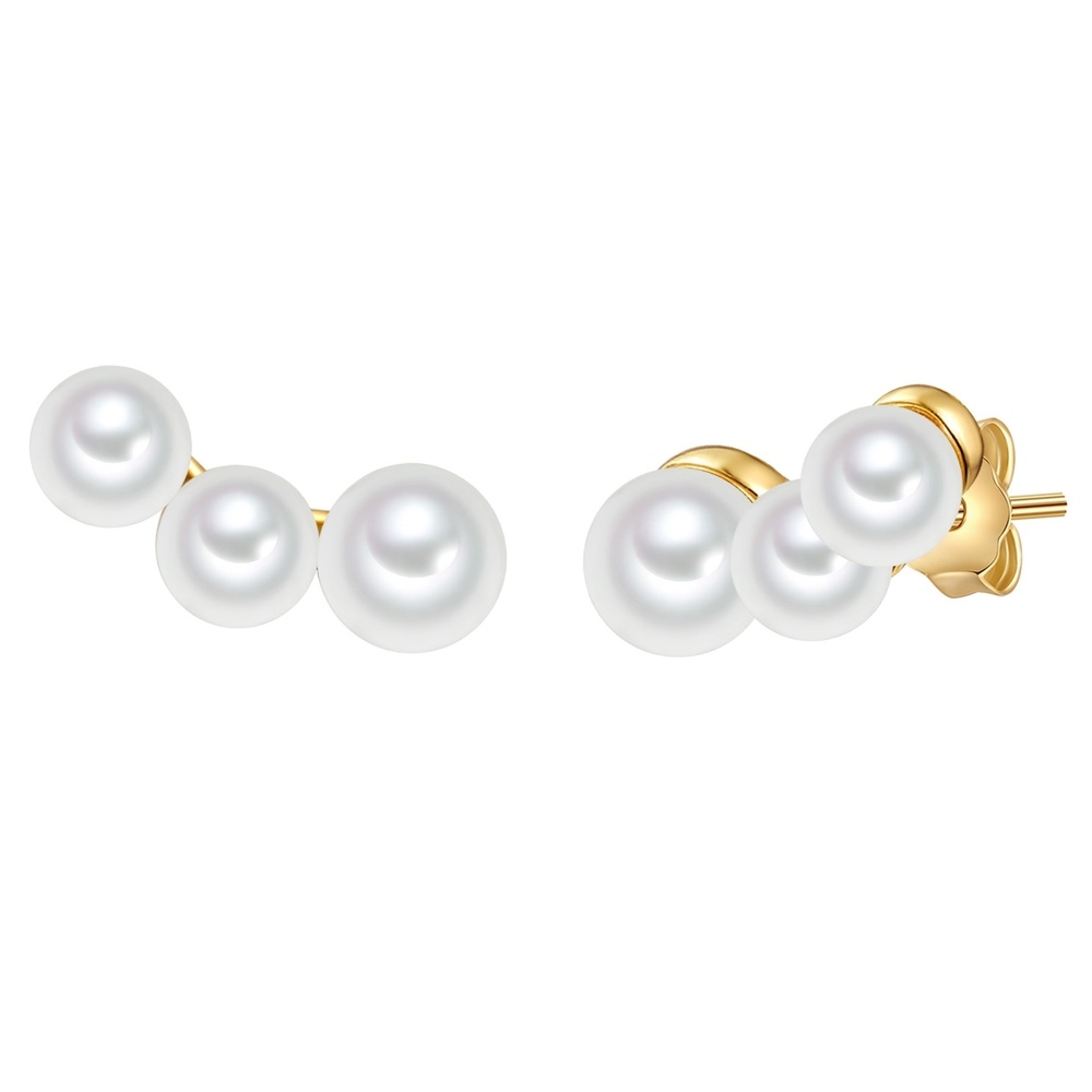 Valero Pearls Boucles doreilles Argent sterling Perle de culture d'eau douce en Or jaune Boucles d'oreilles