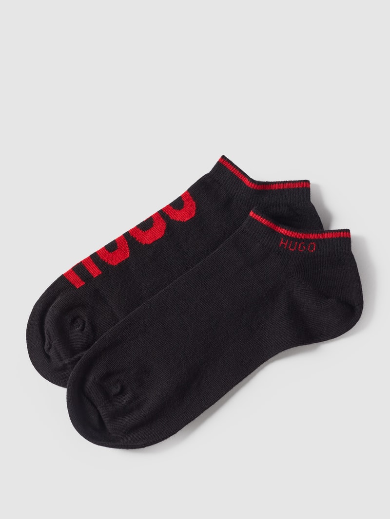Sneakersocken mit Logo-Print im 2er-Pack in schwarz