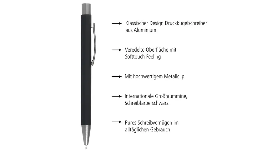 ONLINE Kugelschreiber Soft Metal Pure Black Feder M