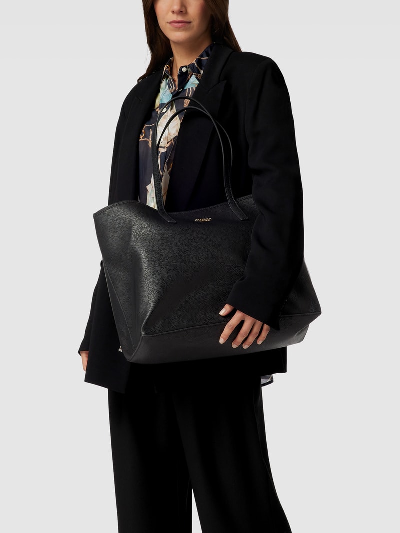 Shopper mit Label-Details Modell 'VIKKY' in schwarz