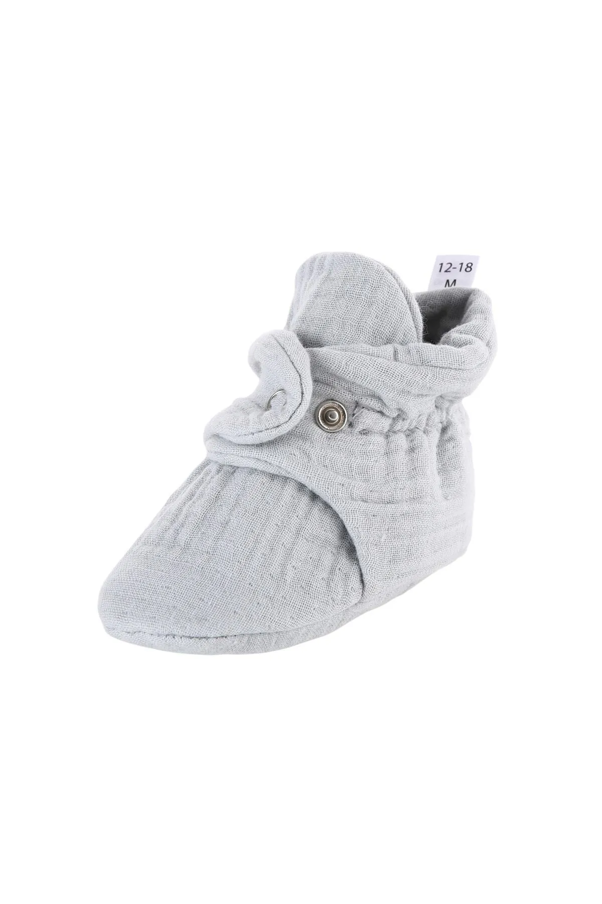 Ella Bonna  Babyschuhe aus Bio-Baumwoll-Musselin, Hausschuhe für Neugeborene, grau