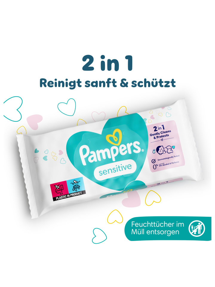 Pampers Pampers Sensitive Feuchttücher 15 Packungen = 1200 Feuchttücher günstig kaufen onesize