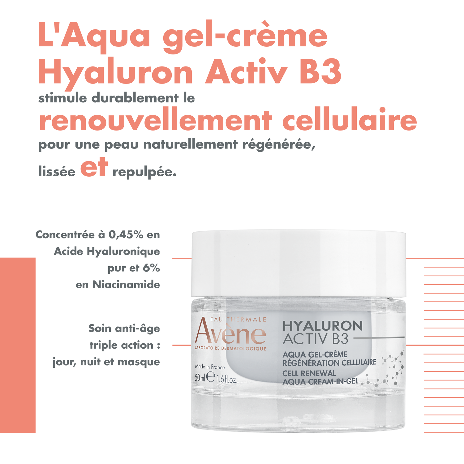 Eau Thermale Avène Hyaluron Active B3 Aqua Gel-Crème Régénération Cellulaire