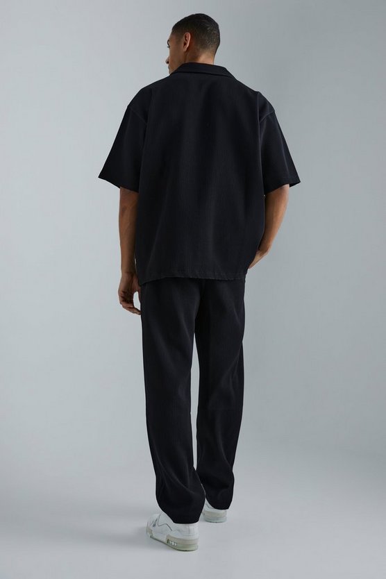 Kurzärmliges Oversize Hemd & Hose mit geradem Bein