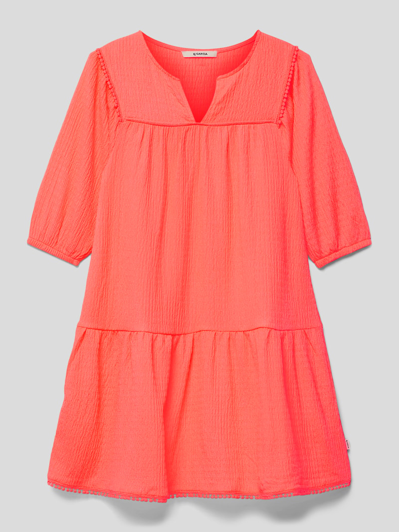 Blusenkleid in Crinkle-Optik Modell 'BOHO' in neon rot