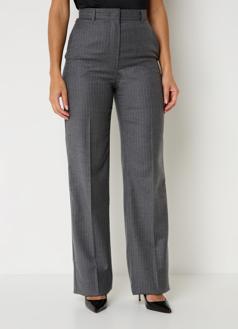 Ριχτό παντελόνι MaxMara Gong από παρθένο μαλλί με ψηλή μέση και ρίγα