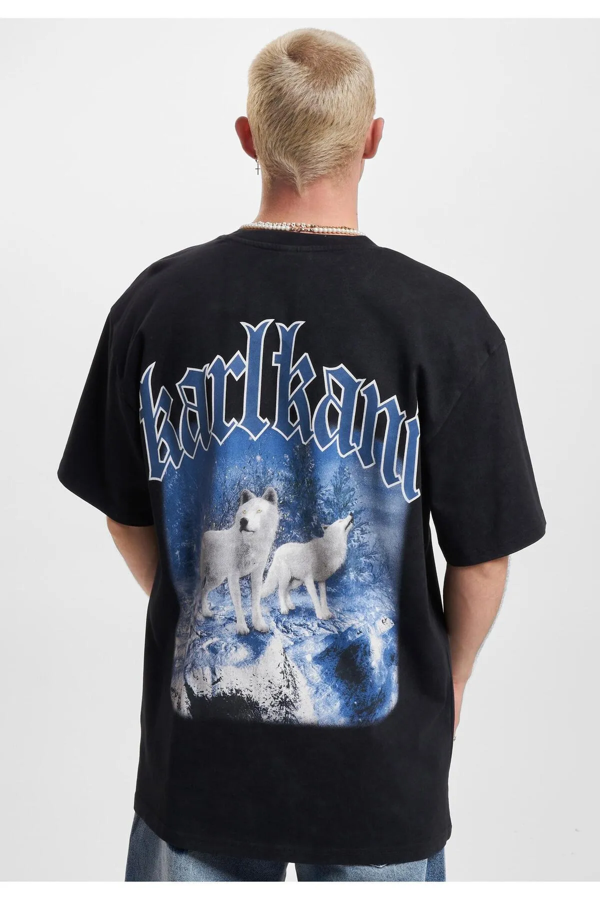 KARL KANI  Unisex KM234-053-1 Small Unterschrift gewaschen schwere Trikot Wolf Tee