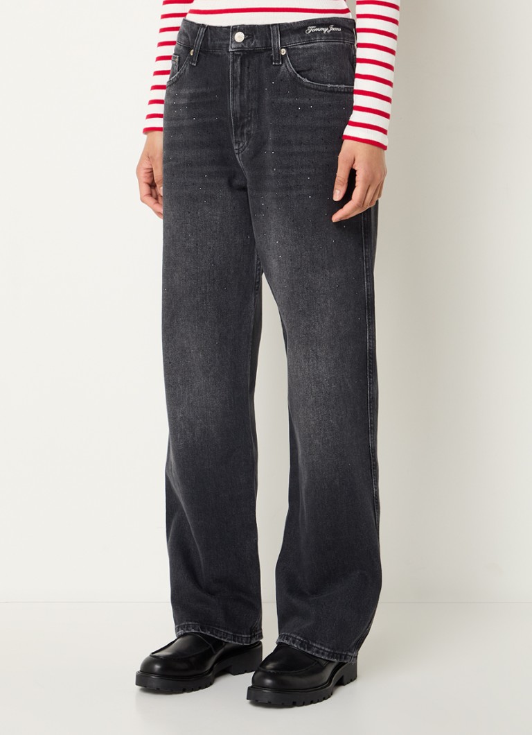 Tommy Hilfiger Betsy high waist loose fit jeans with colored wash and rhinestones
