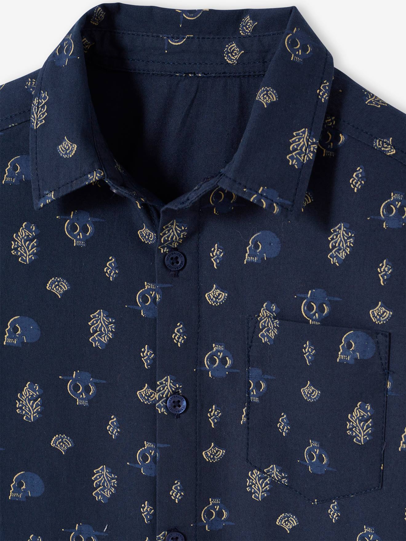 Chemise motifs gipsy garçon bleu ardoise foncé imprimé