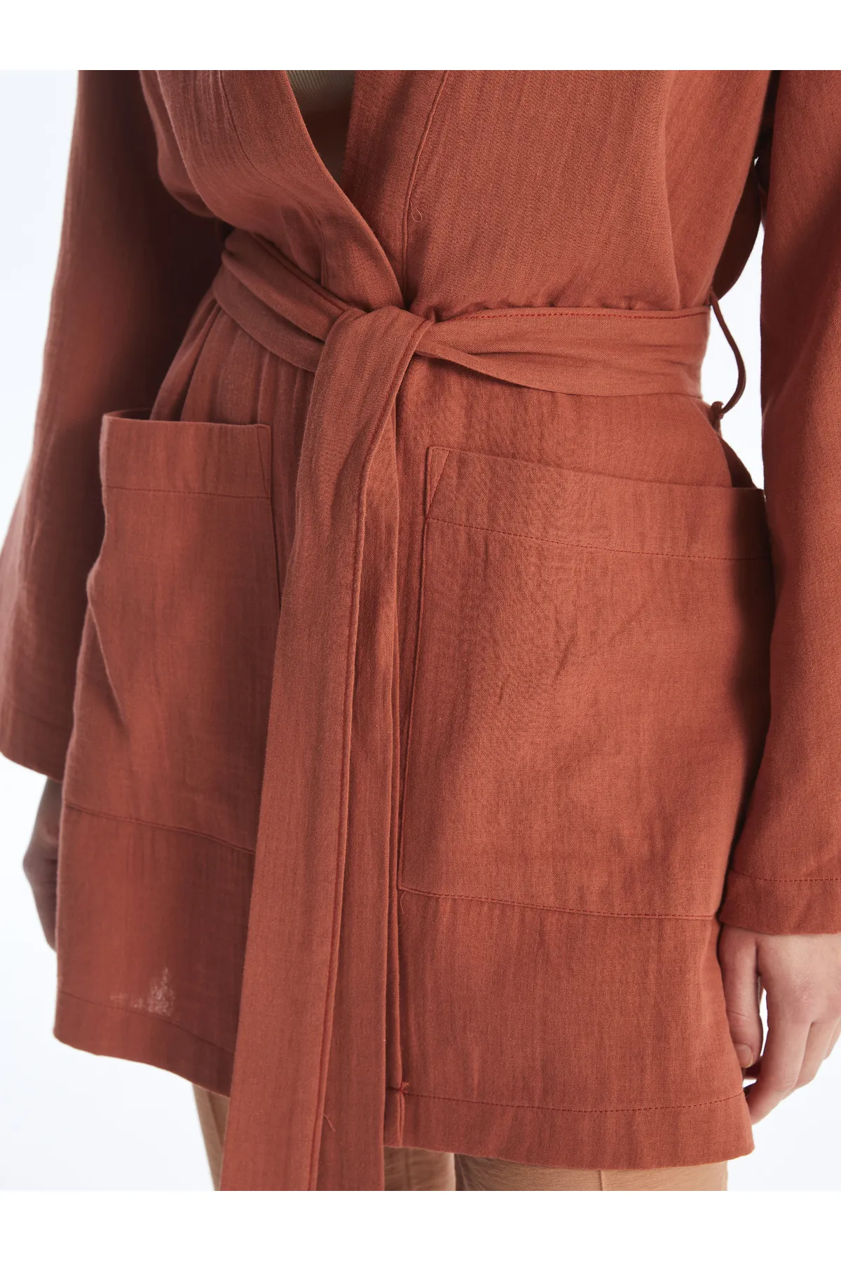 LC Waikiki  Einfarbiger langärmliger Damen-Kimono mit Schalkragen