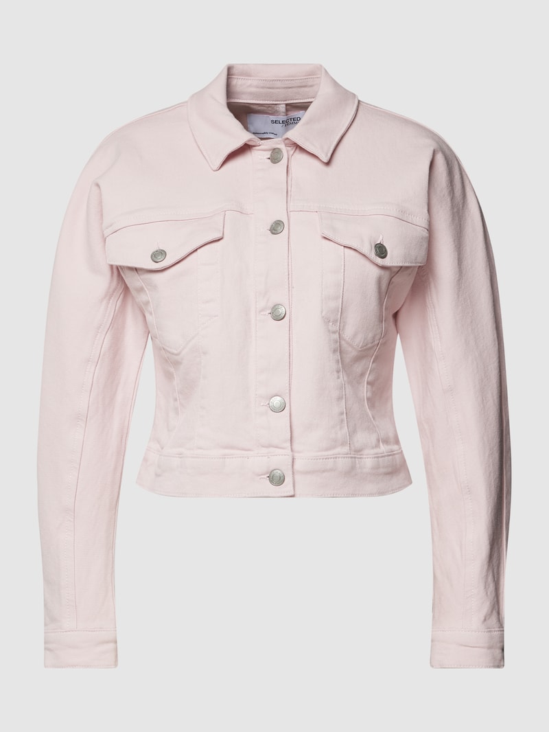 Cropped Jeansjacke mit Label-Details Modell 'PENNY' in hellrosa