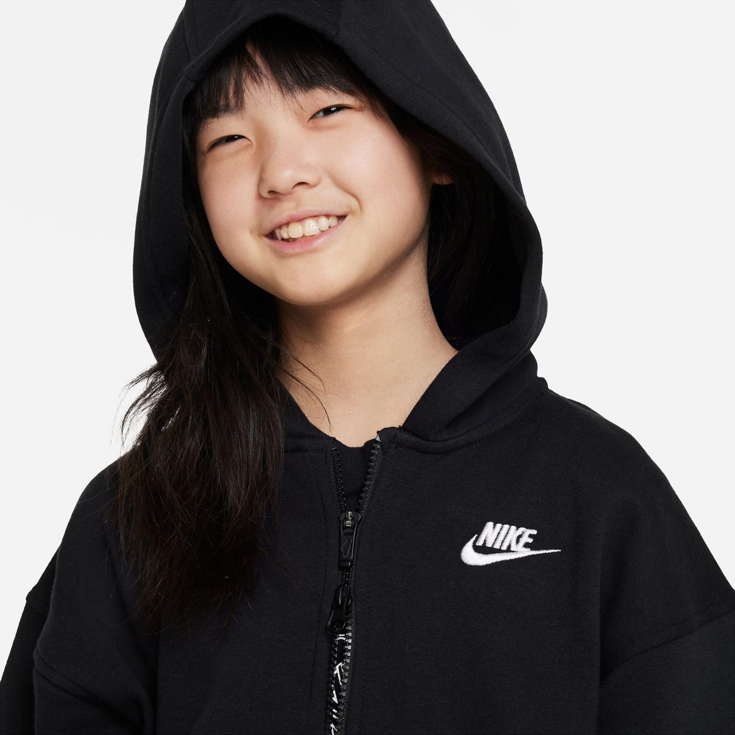 Club Oversized Fleece Sweatjacke Mädchen - Schwarz