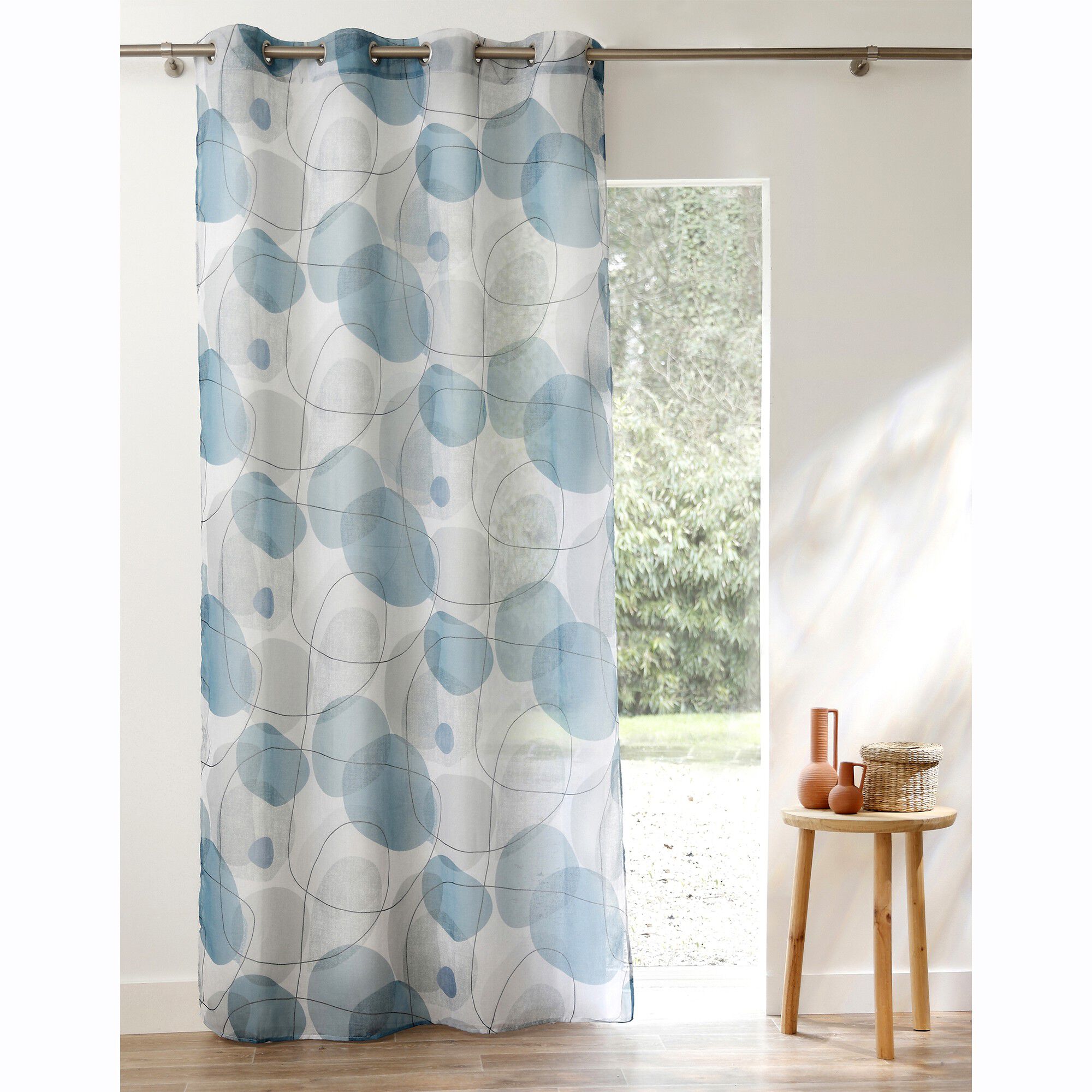 Panneau voile finition oeillets motif galets