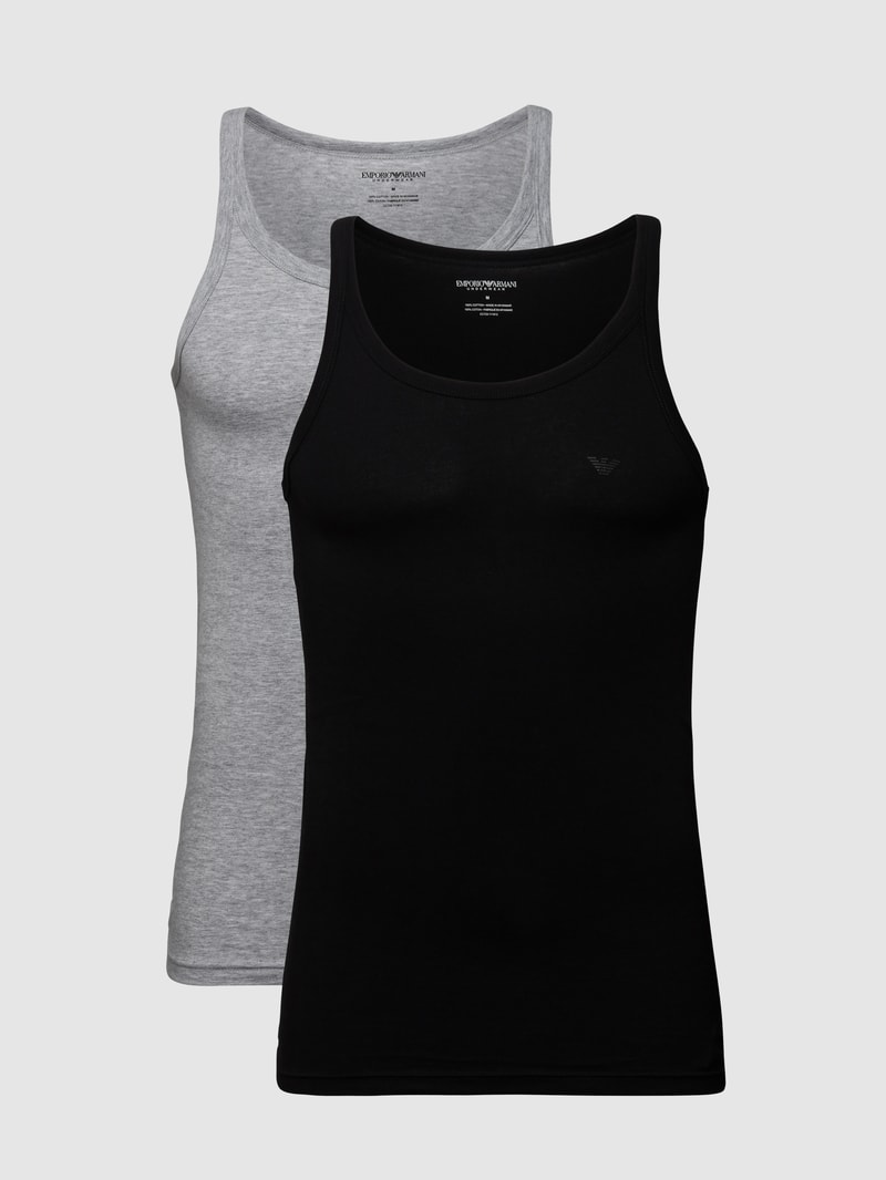 Tanktop aus Baumwolle im 2er-Pack in anthrazit meliert