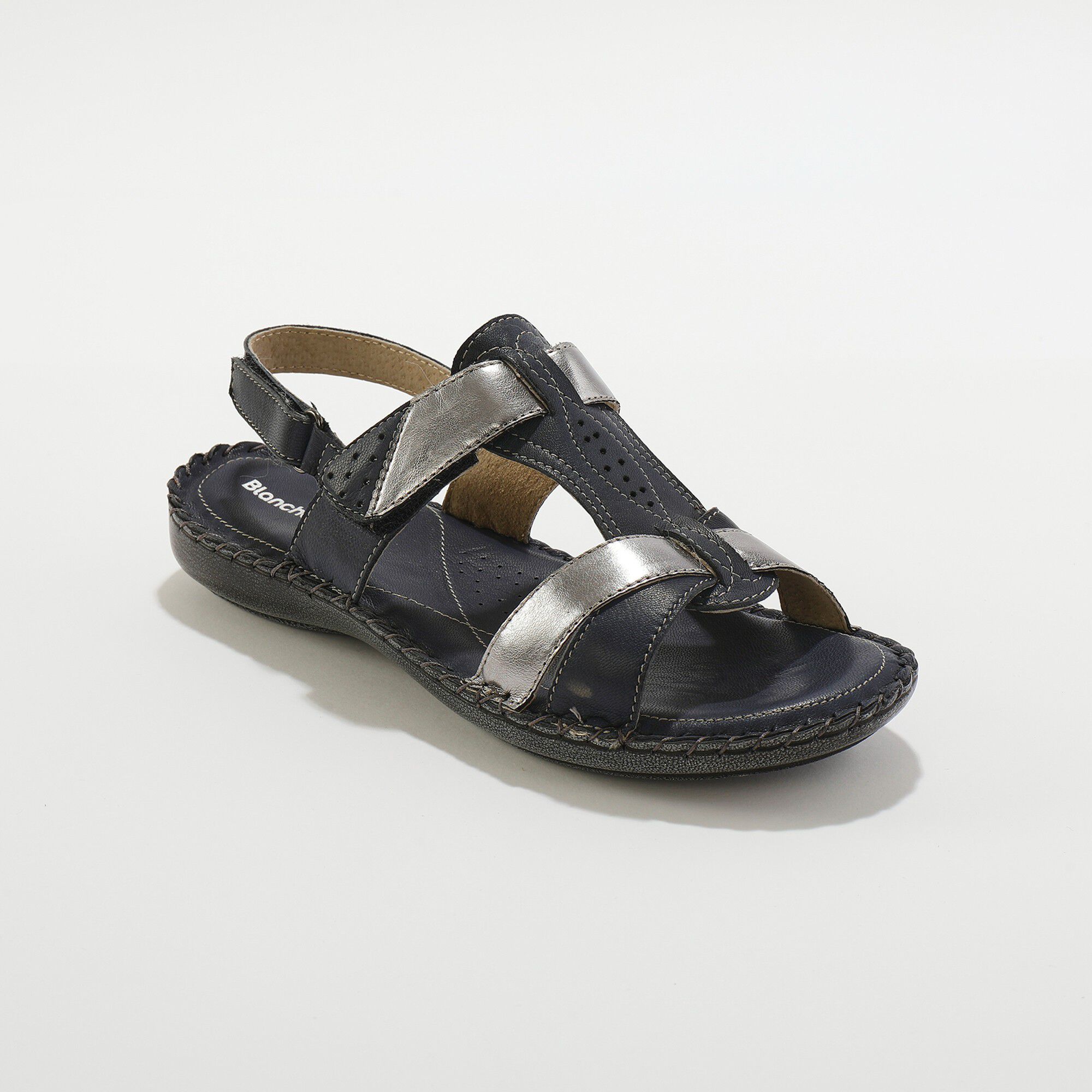 Sandales bicolores en cuir extra souple