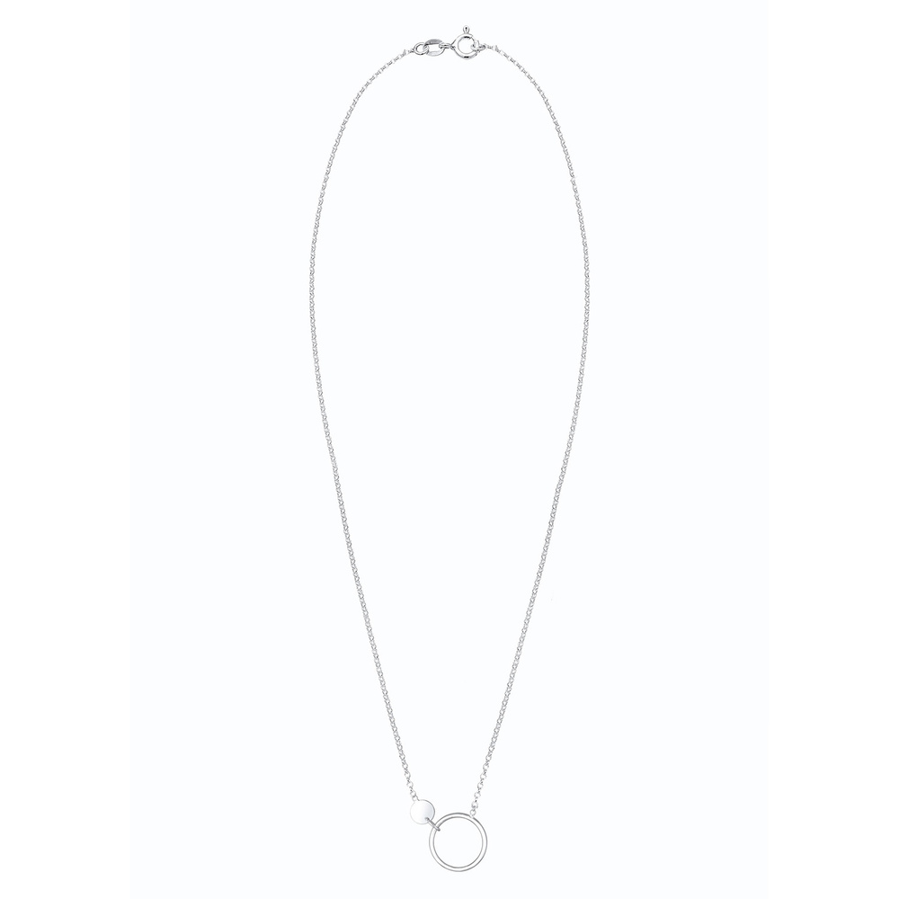 Elli Elli Collier Pendentifs Plaquettaire Cercle Geo Minimal Collier Femme - (925/1000 Bijoux
