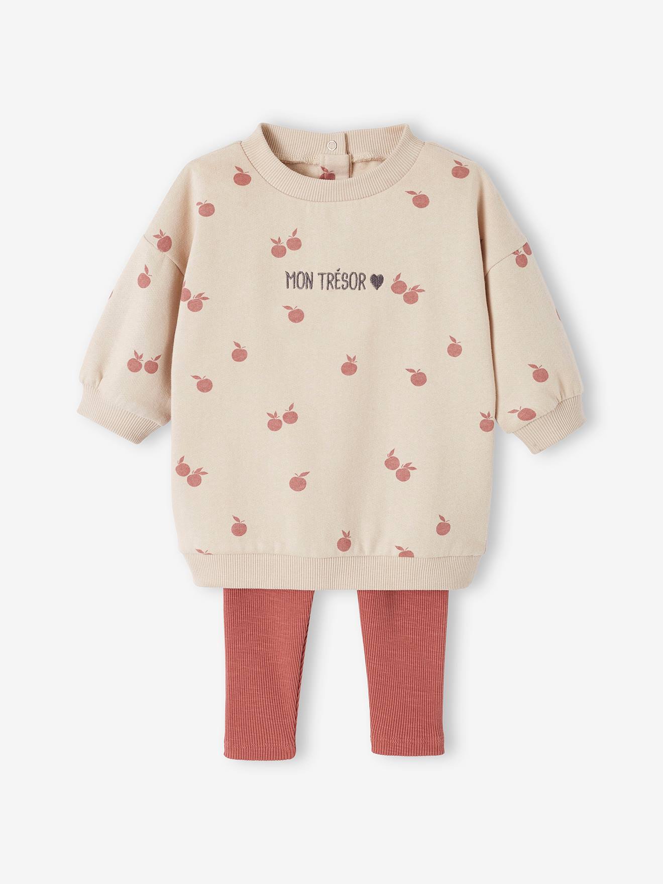 Ensemble robe + legging bébé personnalisable beige doré