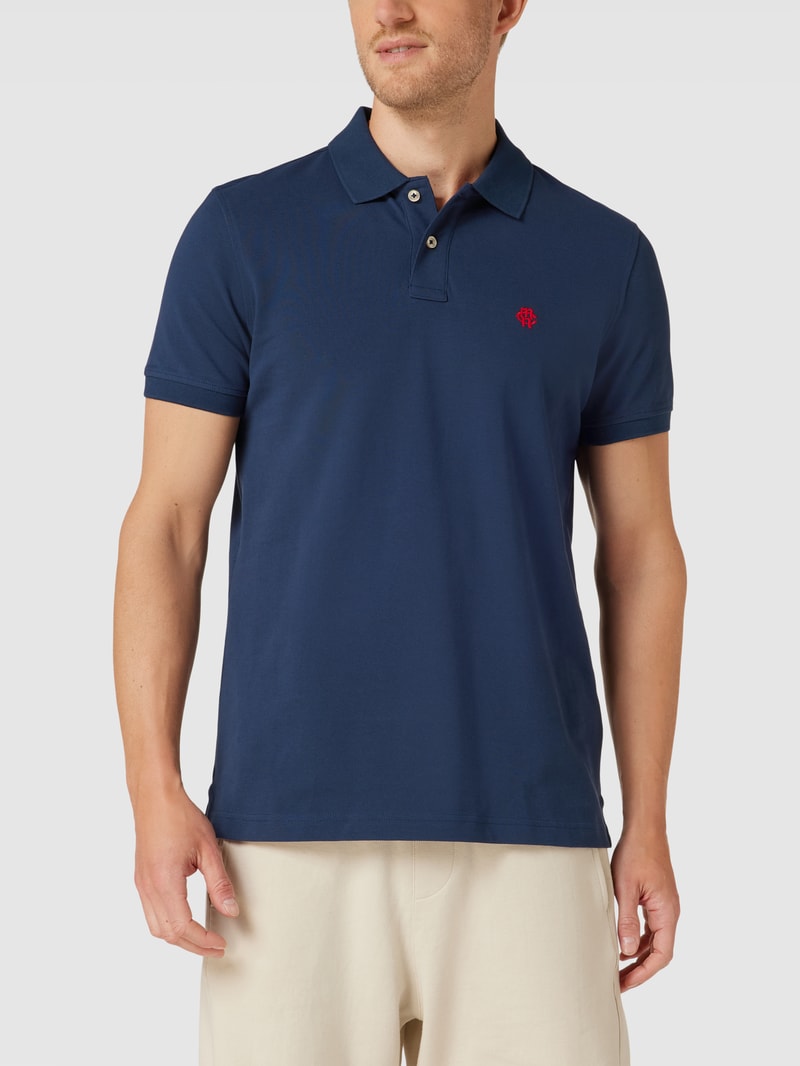 Poloshirt mit Logo-Stitching in marineblau