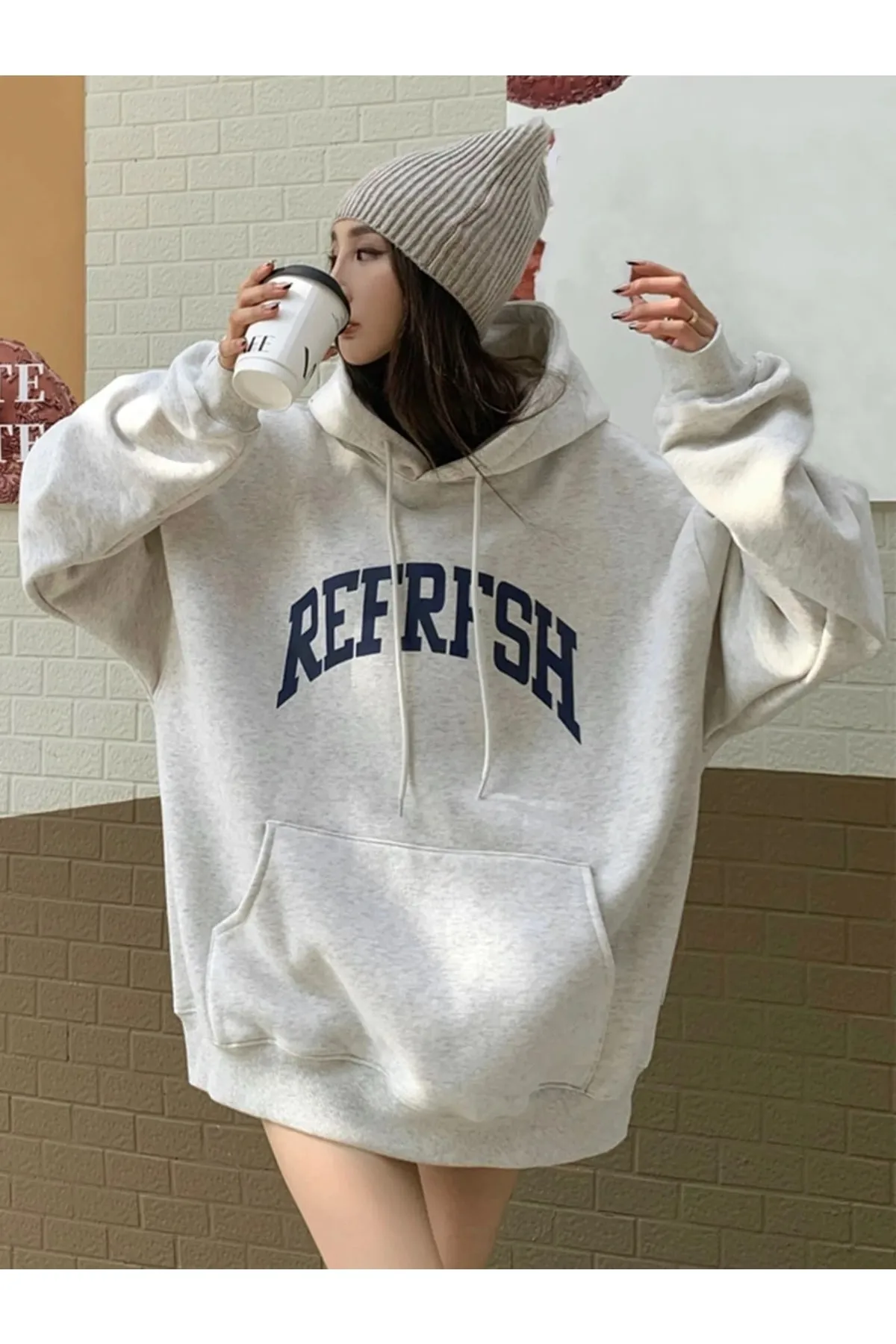 Know  Karmelange Refrfsh bedrucktes Damen-Sweatshirt