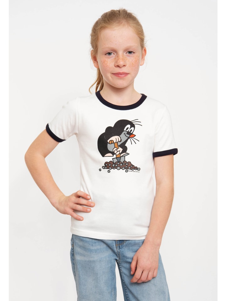Logoshirt T-Shirt Der kleine Maulwurf in weiss-dunkelblau günstig kaufen