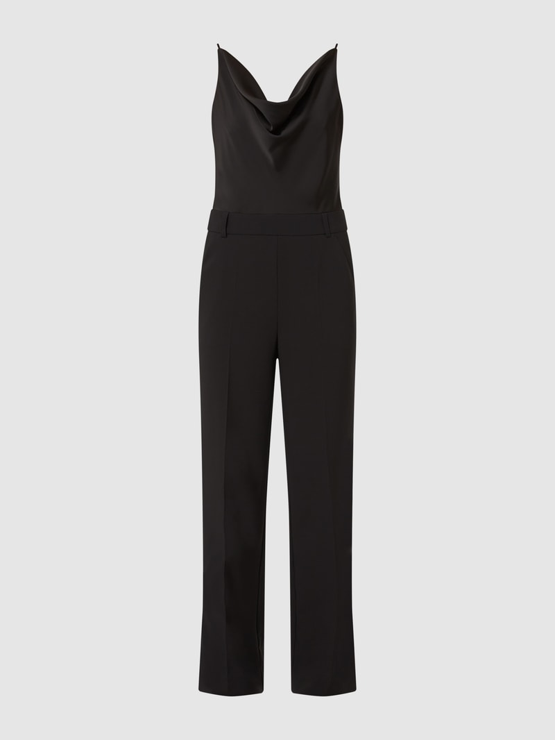 Jumpsuit mit Wasserfall-Ausschnitt in schwarz