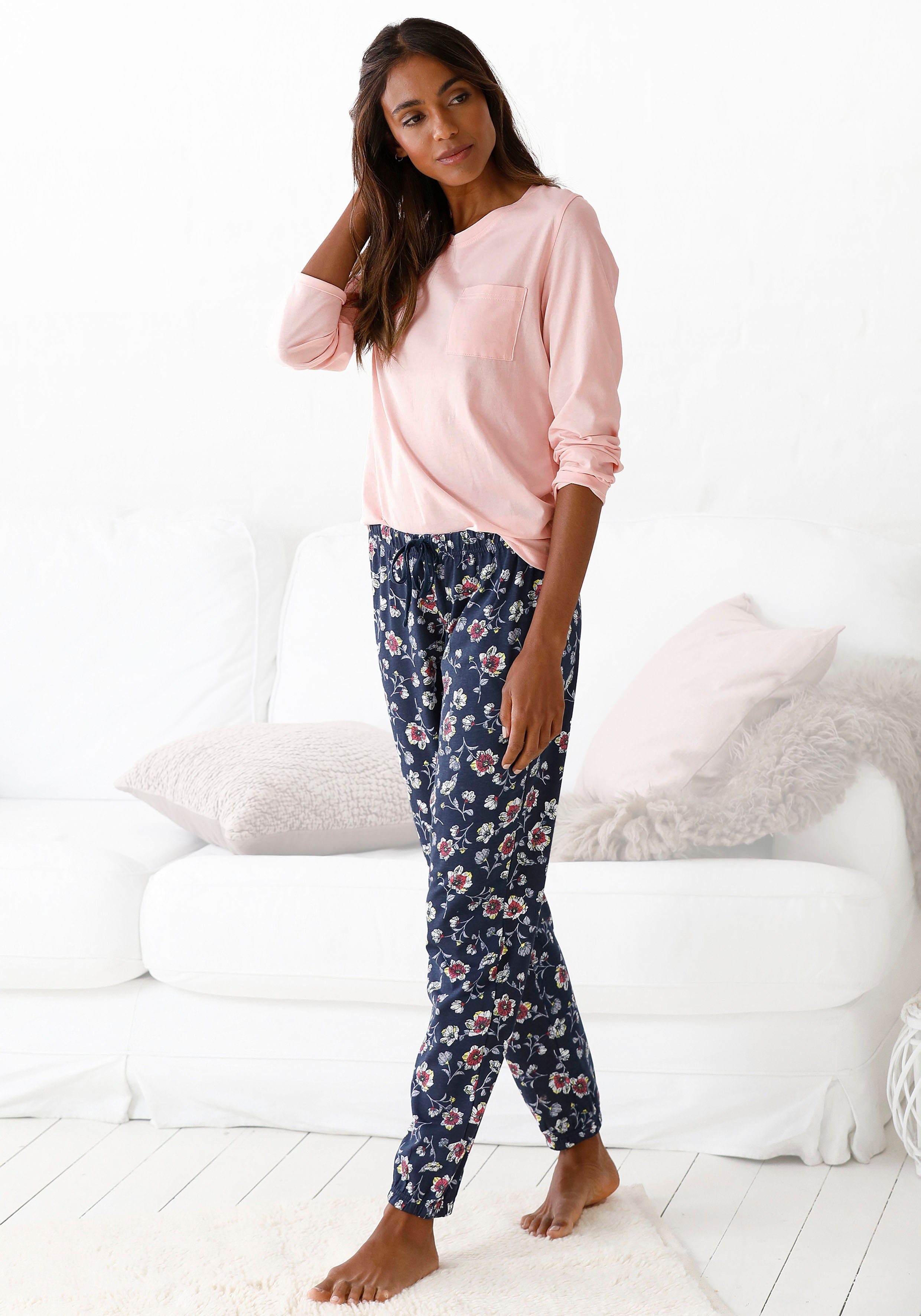 Vivance Dreams Pyjama (2 tlg., 1 Stück) mit gemusterter Schlafhose