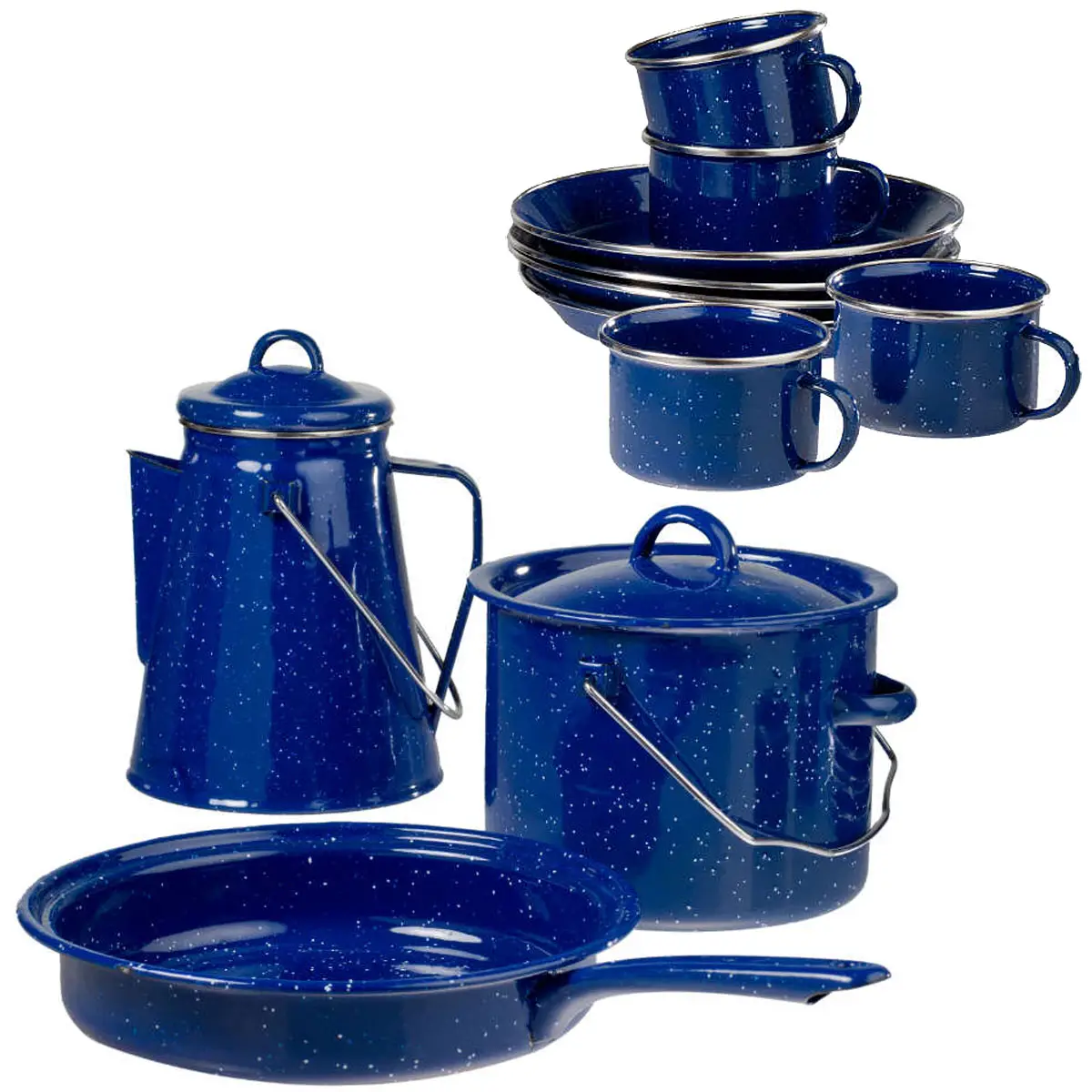 Emaille Kochset Western 13-teilig blau