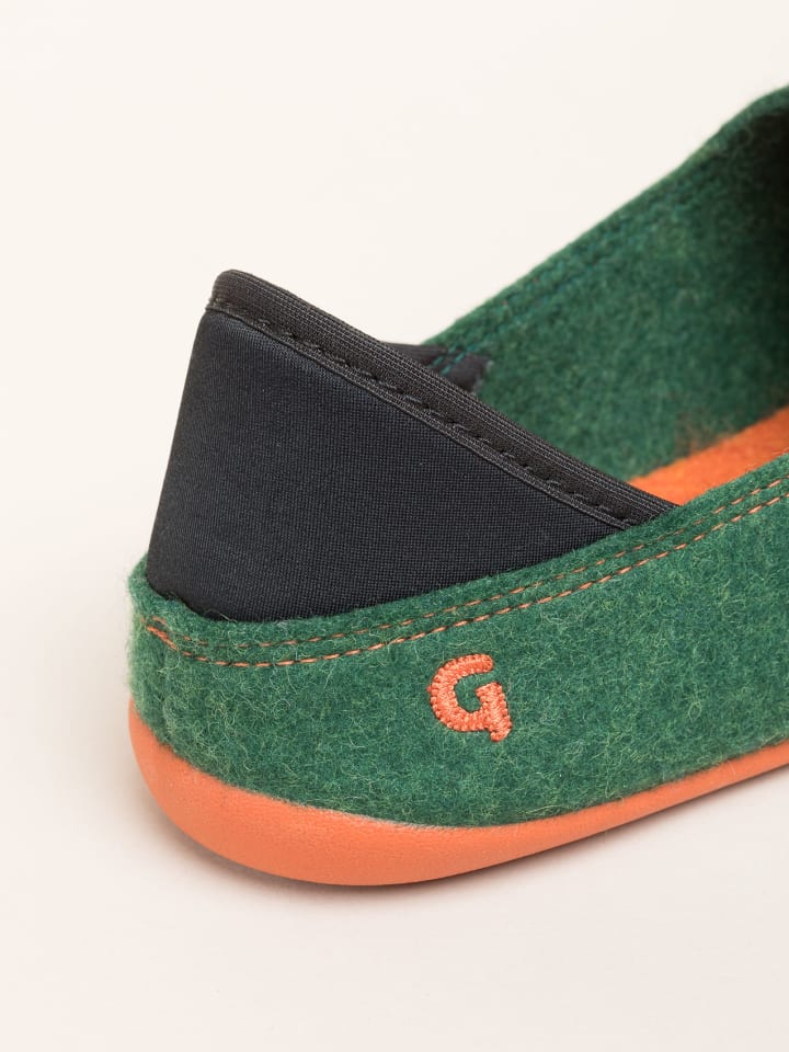 Gottstein Hausschuh Wool Slip-On in green/orange günstig kaufen