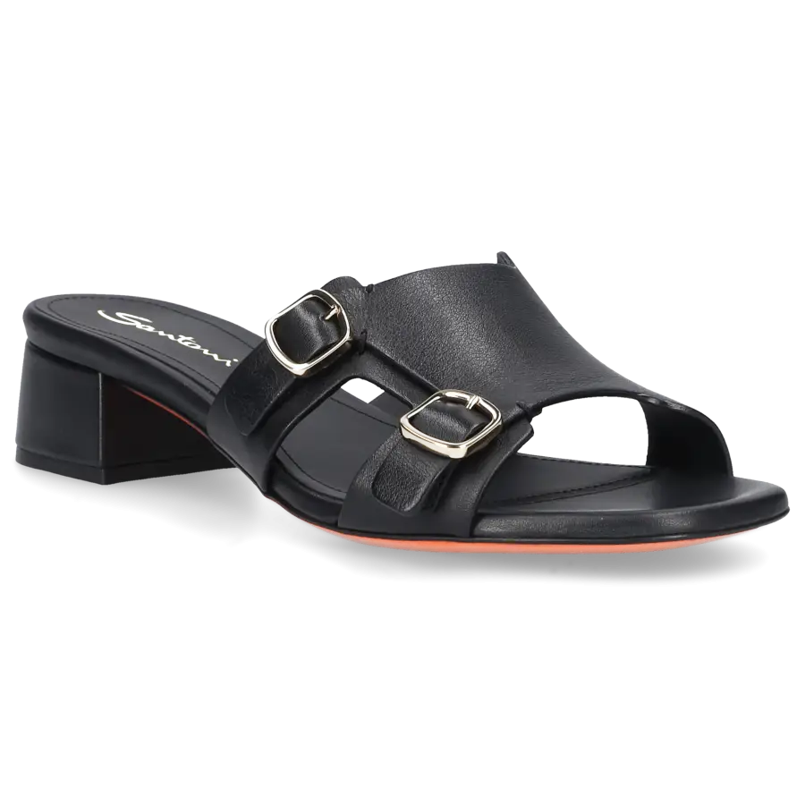 Santoni - Pantoletten 70987 Kalbsleder - schwarz