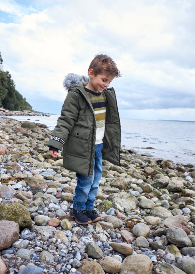 Jungen Winterparka mit abnehmbarem Fellimitatkragen