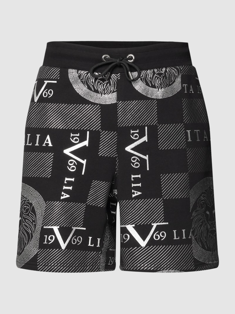 Sweatshorts mit Allover-Muster in schwarz