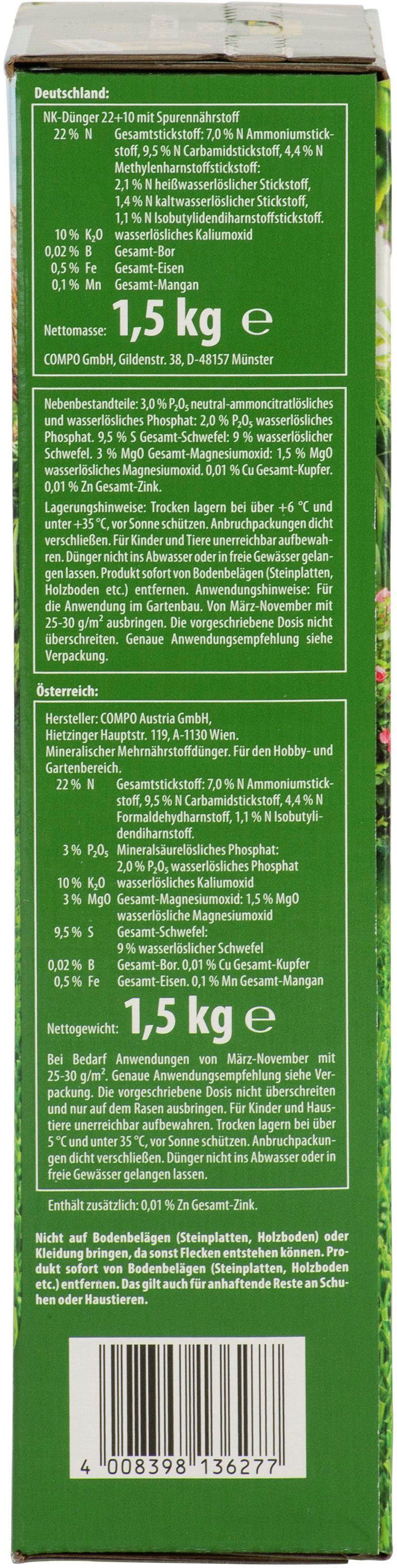 Compo Rasendünger Langzeit-Dünger Perfect, Granulat, 1,5 kg