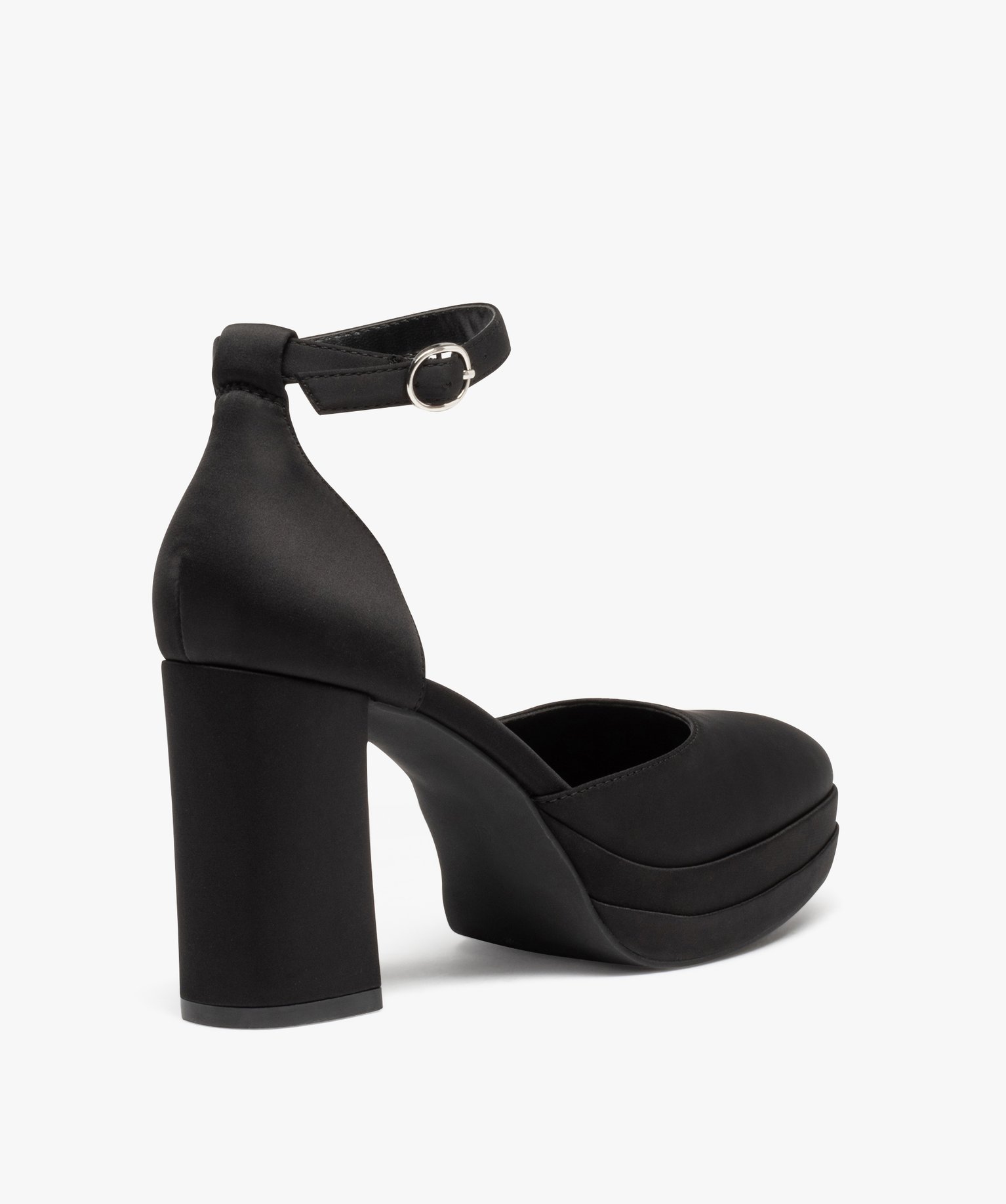 Escarpin en satin avec plateforme et talon haut femme noir | GEMO