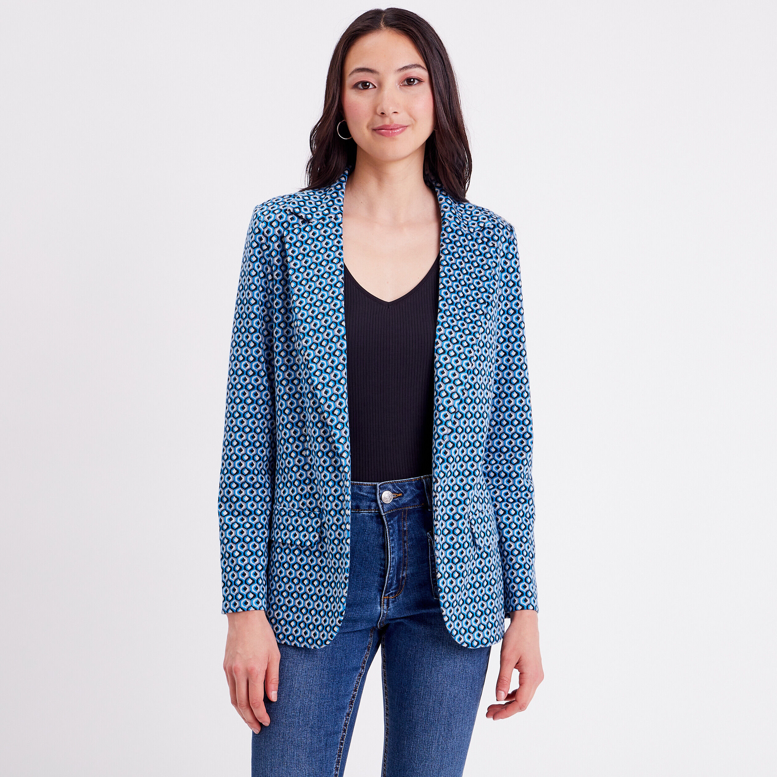 Veste blazer cintrée bleu femme | Cache Cache