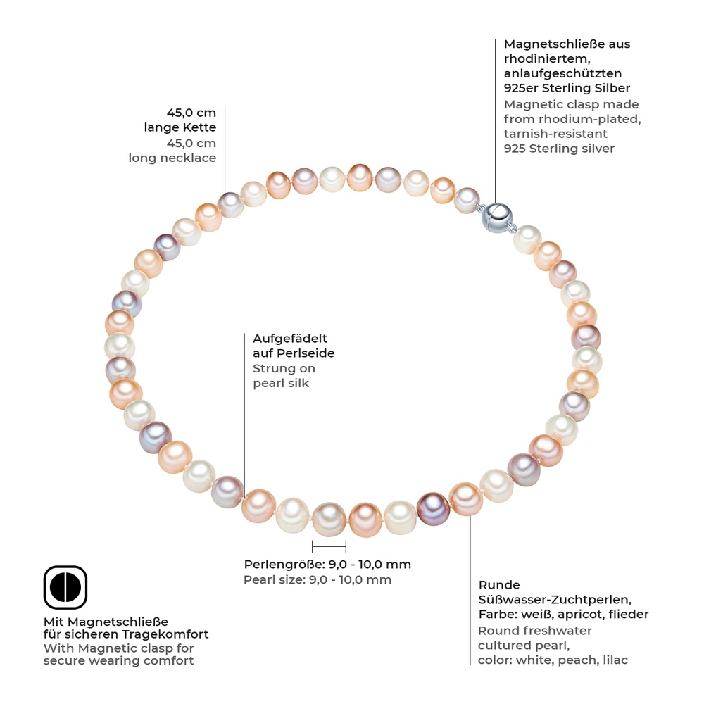 Valero Pearls Collier de perles Perle de culture d'eau douce Perle de culture d'eau douce en Mu collier