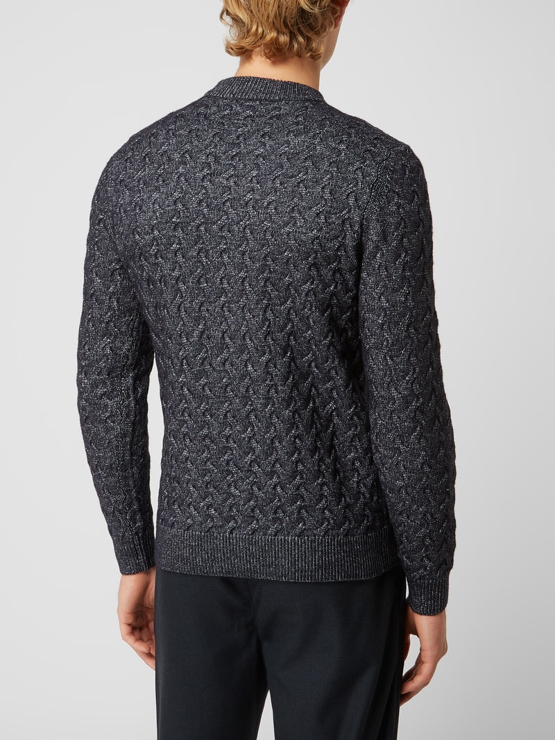 Pullover mit Zopfmuster in marineblau
