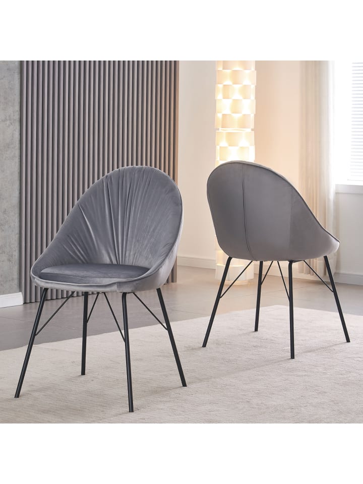 B&D Home 2er-Set: Esszimmerstuhl MILA in Grau - (B)50,5 x (H)84,5 x (T)62 cm günstig kaufen onesize