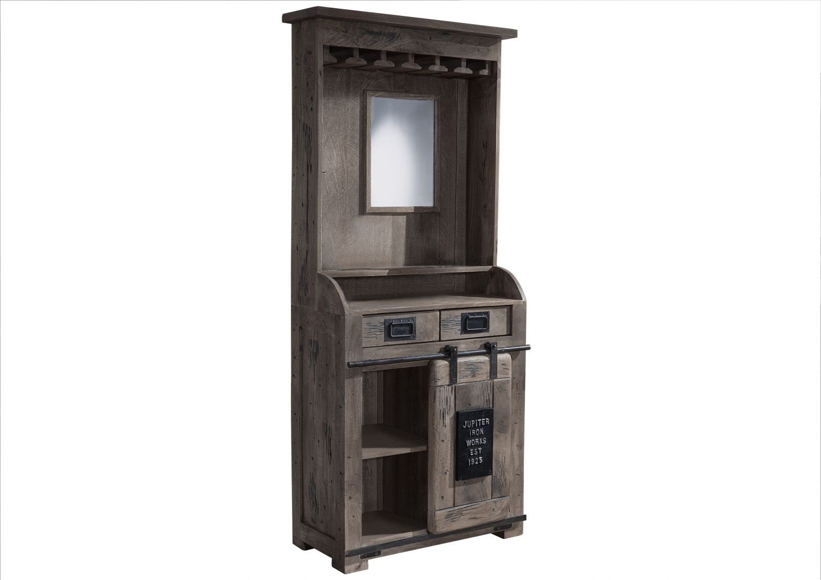 Massivmoebel24 Barschrank Bar Mango 75x35x170 grau lackiert RAILWAY #241