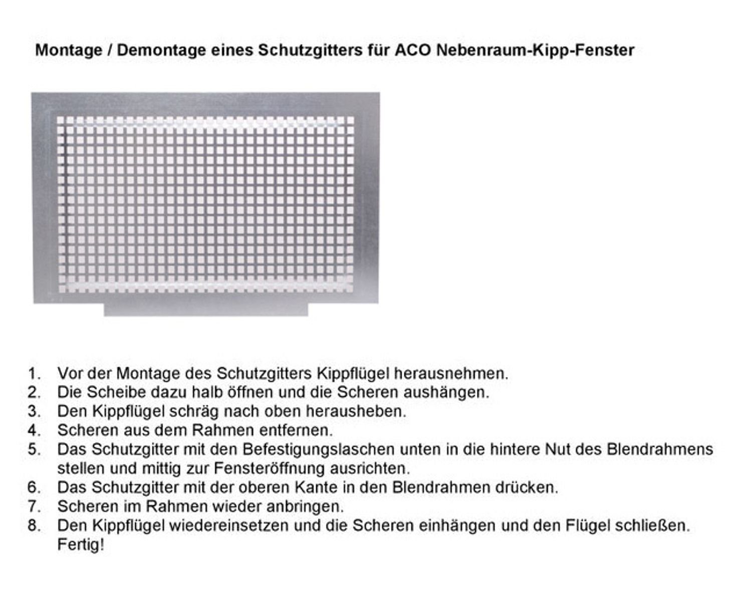 ACO Severin Ahlmann GmbH & Co. KG Kellerfenster ACO 60x40cm Schutzgitter 36581 für ACO Nebenraumfenster Gitter Laubschutz Kellerfenster