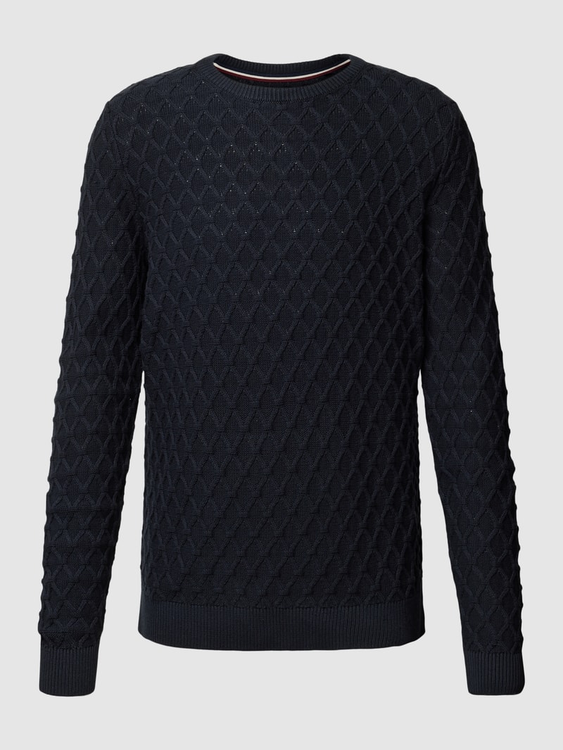 Strickpullover mit Strukturmuster in marineblau