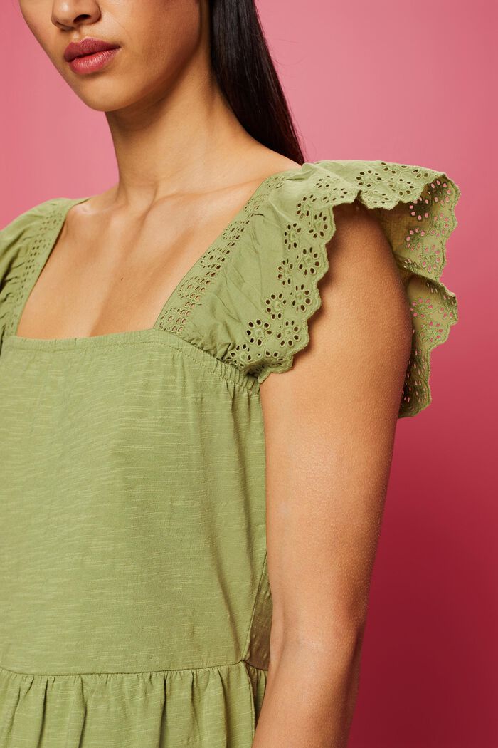 Jerseykleid mit Ärmeln aus bestickter Spitze