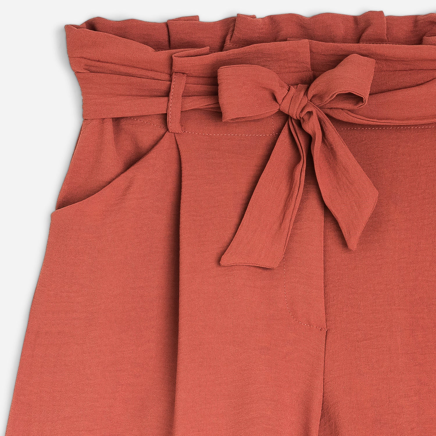 Short TEXTO rouille fluide ceinturé
