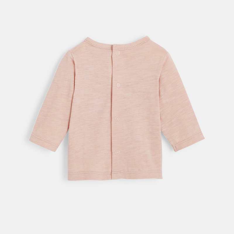 T-shirt manches longues bébé en jersey flammé bio rose Absorba