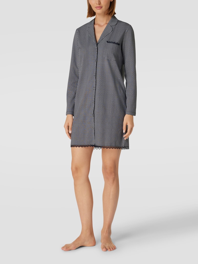 Pyjama-Oberteil mit Allover-Muster in dunkelblau
