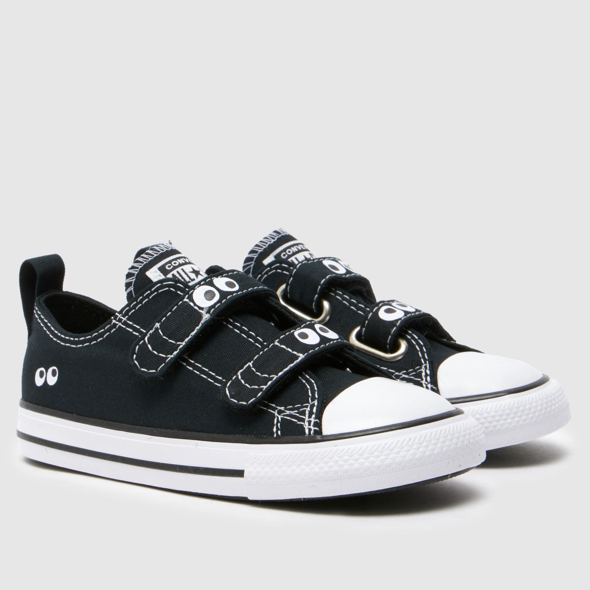 Converse svarta och vita All Star 2v låga ögon småbarnssneakers