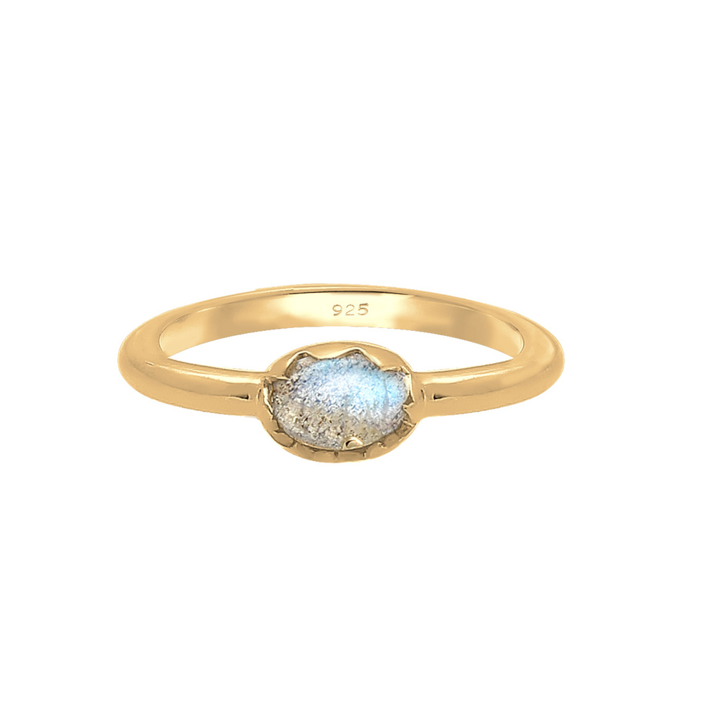 Elli Elli Bague Femme avec Pierre de Labradite au Look Vintage en Argent Sterling 925 Bague