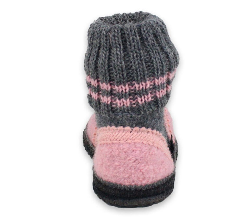 Beck Hüttenschuh Little Hearts Hüttenschuhe (aus Österreich, für Kita, Schule und Zuhause geeignet) sehr warm, 100% atmungsaktive Schurwolle, rutschfeste Sohle