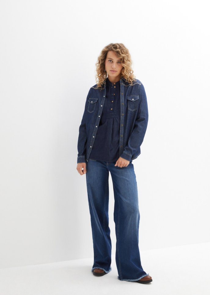 Jeans-Tunikabluse aus Bio-Baumwolle