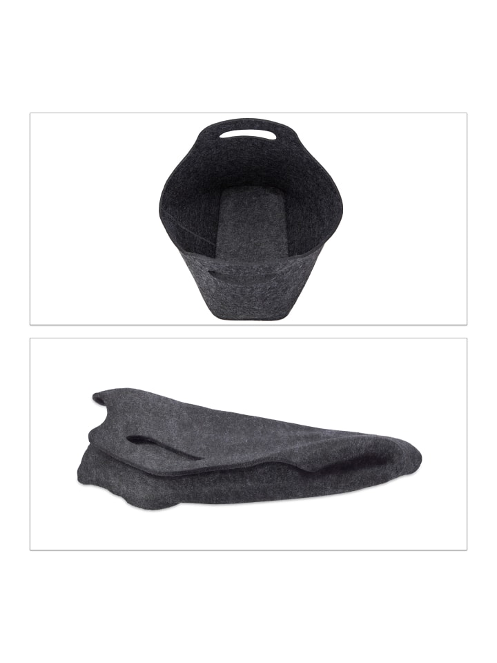 relaxdays Kaminholztasche in Anthrazit - (B)40 x (H)39,5 x (T)23 cm günstig kaufen onesize